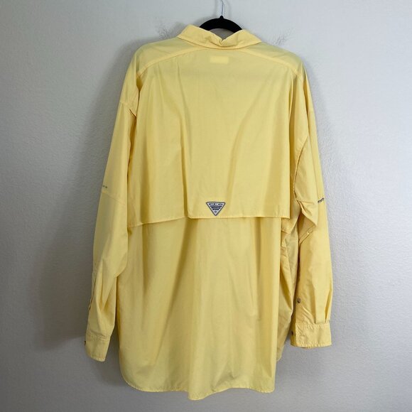 Columbia Mens XXL Omni Shade Yellow Fishing Shirt Nylon Mesh Outdoor Wear - Picture 8 of 9
